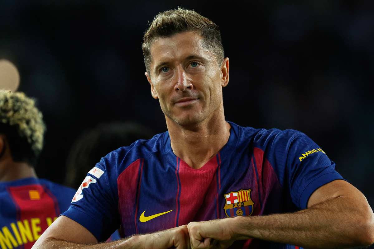 Esultanza di Lewandowski dopo un gol